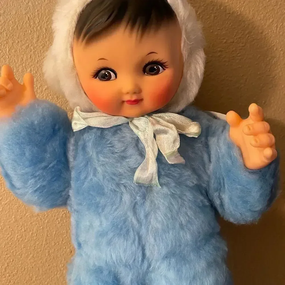 Rubber Face Doll Vintage Hand Painted Face Made in China Original Tag 16 inches